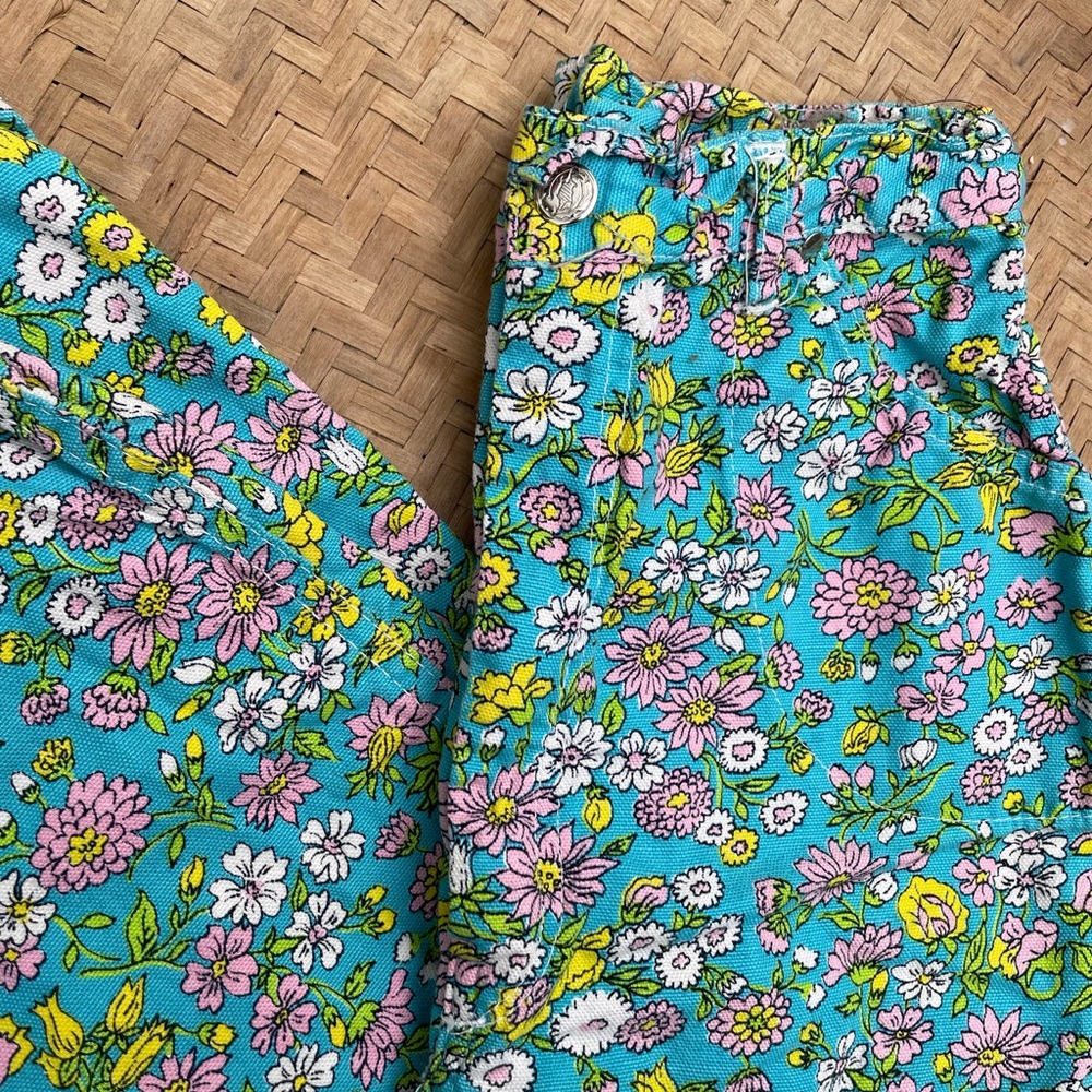 Vintage floral super high rise tapered cropped pants from 70's or 80's 23
